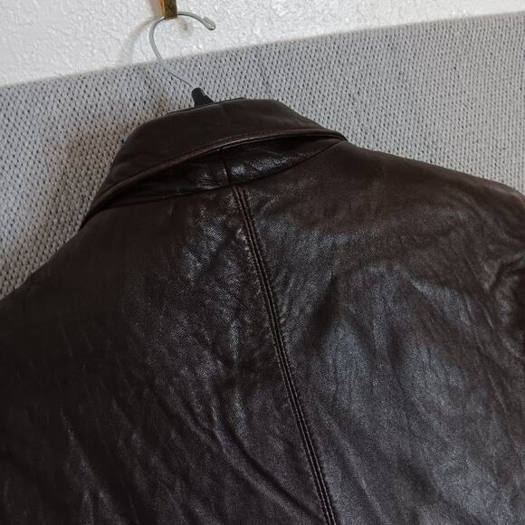 James & John ITALY Vintage Leather Jacket Womens Medium Euro4X Saddle Brown Boho - Picture 11 of 16